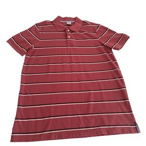 Brooks Brothers Men Pink Striped Performance Polo Shirt Slim Fit Size XL Golf